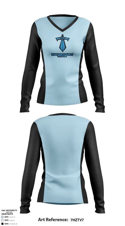 Van Cortlandt Titans 36698099 Women's Long Sleeve V-neck Shirt - 1