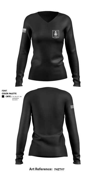 F/3-10 GSAB “Arctic Foxes” 45319246 Women's Long Sleeve V-neck Shirt - 1
