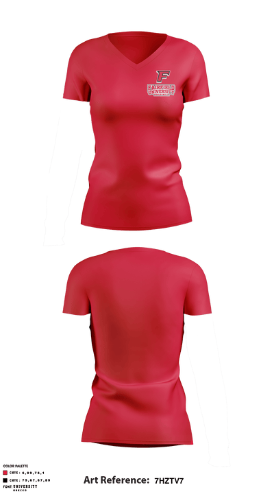 Fairfield University Volleyball 10827047 Women's Short Sleeve V-neck Shirt - 5