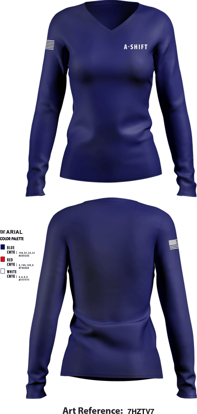 A-Shift 24466826 Women's Long Sleeve V-neck Shirt - 1