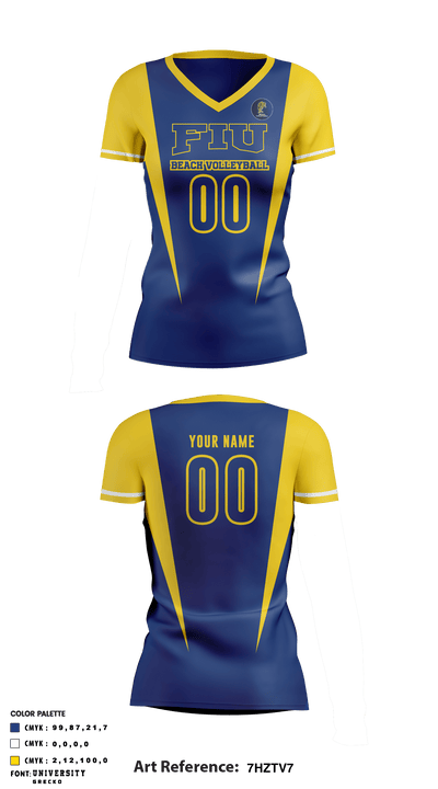 FIU Beach Volleyball 76254144 Women's Short Sleeve V-neck Shirt - 1
