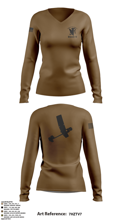 332 AEW / 332 ESFS 20613059 Women's Long Sleeve V-neck Shirt - 3