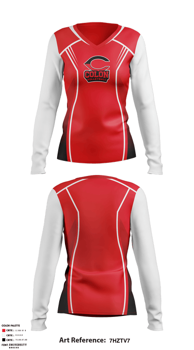 Colon High School Volleyball 83920382 Women's Long Sleeve V-neck Shirt - 1