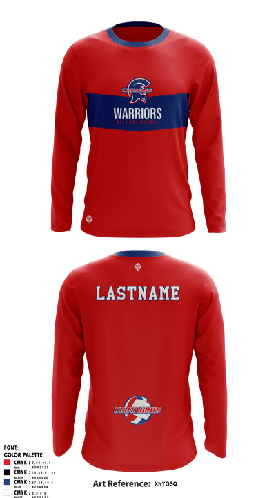 Centaurus HS Warriors Boys Volleyball 69045127 Long Sleeve Performance Shirt - 1