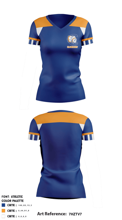 Clairemont High School Field Hockey 33001144 Women's Short Sleeve V-neck Shirt - 1