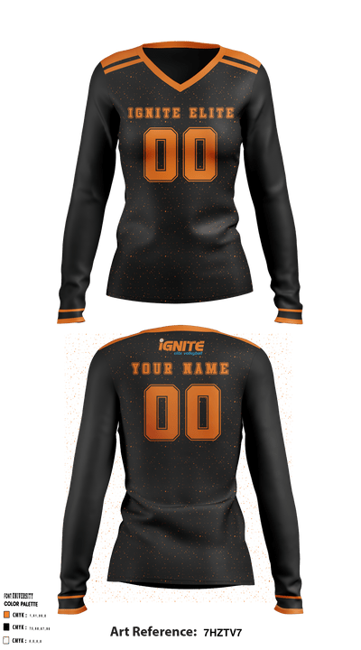 Ignite Elite Volleyball 93841620 Women's Long Sleeve V-neck Shirt - 3