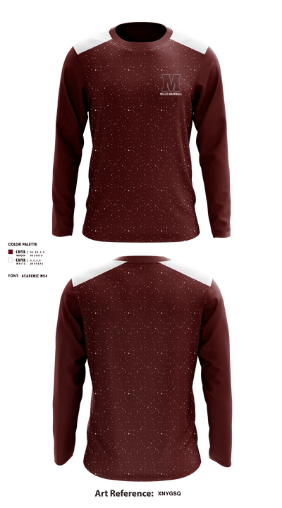 Millis High School Baseball 32182210 Long Sleeve Performance Shirt - 1
