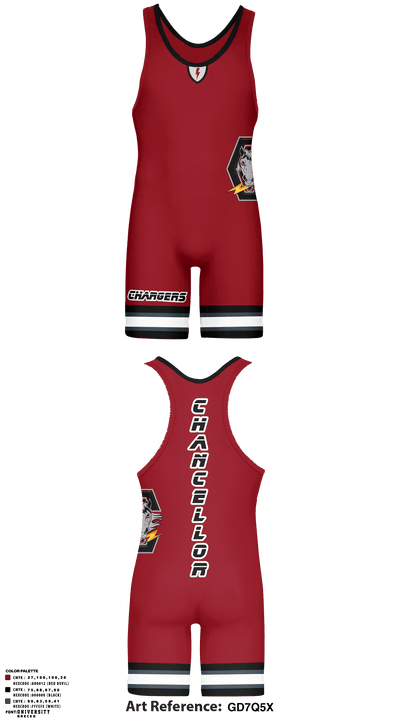 Chancellor Chargers 8081772 Wrestling Singlet - 5
