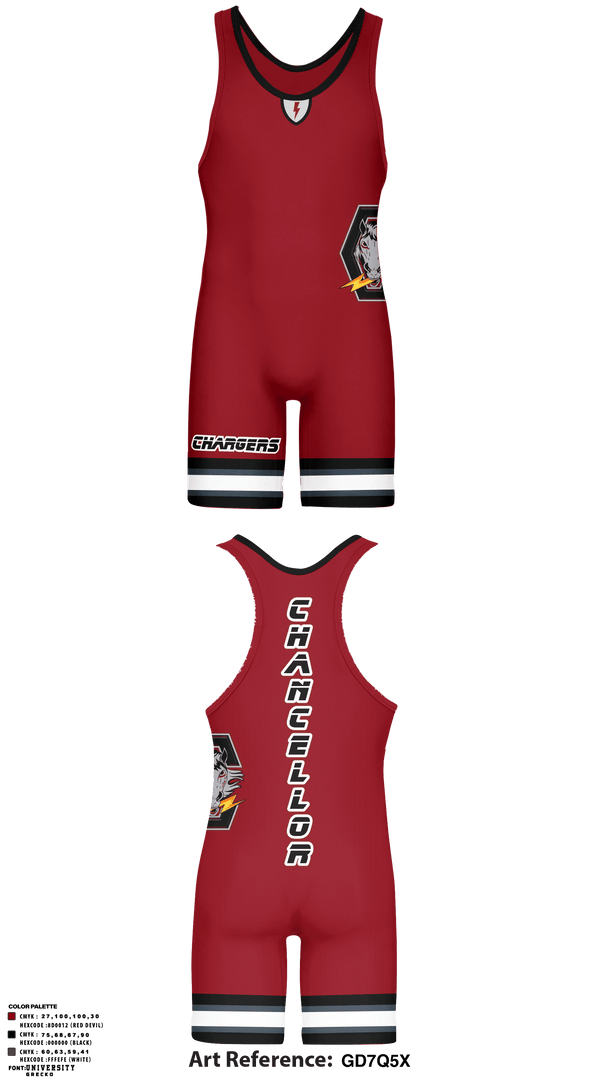 Wrestling Singlet, Chancellor Chargers, Wrestling, Teamtime, Team time, sublimation, custom sports apparel, team uniforms, spirit wear, spiritwear, sports uniforms, custom shirts, team store, custom team store, fundraiser sports, apparel fundraiser