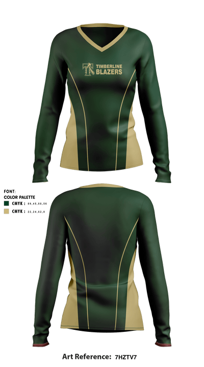 Timberline High School Cheer 28646188 Women's Long Sleeve V-neck Shirt - 1