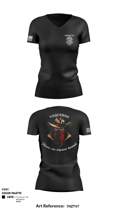539th MP DET 80028387 Women's Short Sleeve V-neck Shirt - 1
