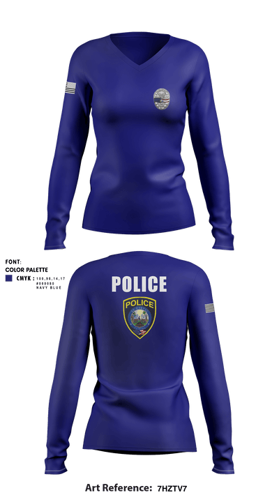 El Portal Police Department 22323429 Women's Long Sleeve V-neck Shirt - 2