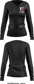 Hingham High School 58951537 Women's Long Sleeve V-neck Shirt - 4