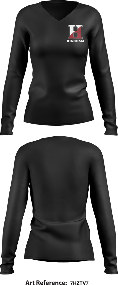 Hingham High School 58951537 Women's Long Sleeve V-neck Shirt - 4