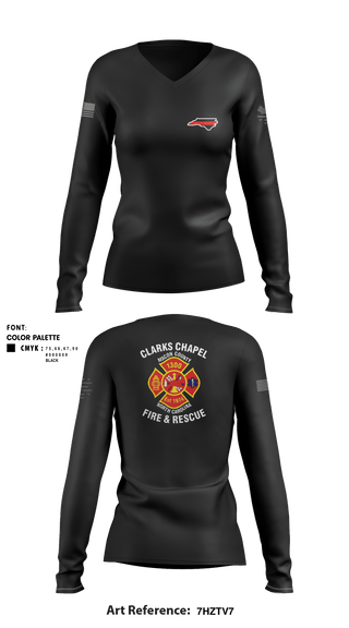 Women's Long Sleeve Vneck Shirt, Clarks Chapel Fire & Rescue, Fire Department, Teamtime, Team time, sublimation, custom sports apparel, team uniforms, spirit wear, spiritwear, sports uniforms, custom shirts, team store, custom team store, fundraiser sports, apparel fundraiser
