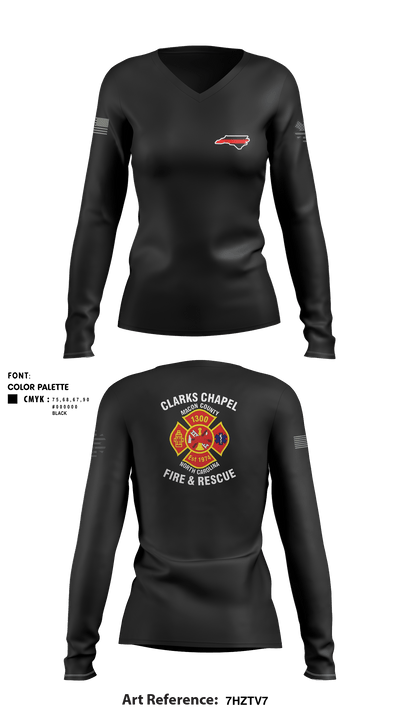 Clarks Chapel Fire & Rescue 66405091 Women's Long Sleeve V-neck Shirt - 2