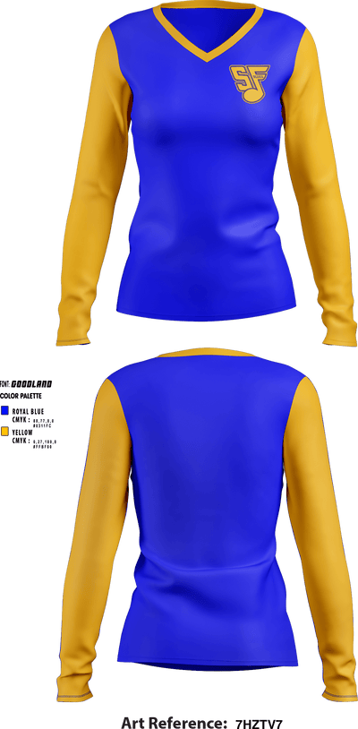 South Farmington Blues 63847628 Women's Long Sleeve V-neck Shirt - 2