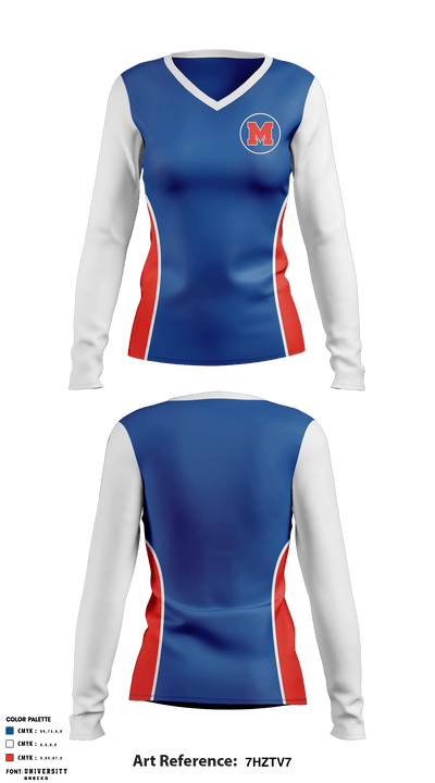Midway High School Volleyball 88338972 Women's Long Sleeve V-neck Shirt - 1