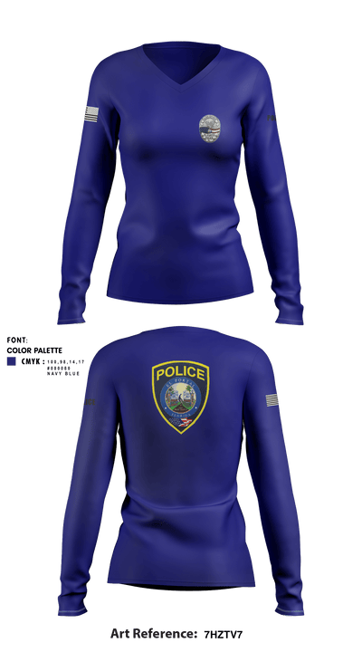 El Portal Police Department 22323429 Women's Long Sleeve V-neck Shirt - 4