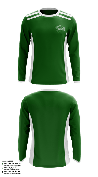 Long Sleeve Performance Shirt, Long Branch Green Wave, Football, Teamtime, Team time, sublimation, custom sports apparel, team uniforms, spirit wear, spiritwear, sports uniforms, custom shirts, team store, custom team store, fundraiser sports, apparel fundraiser