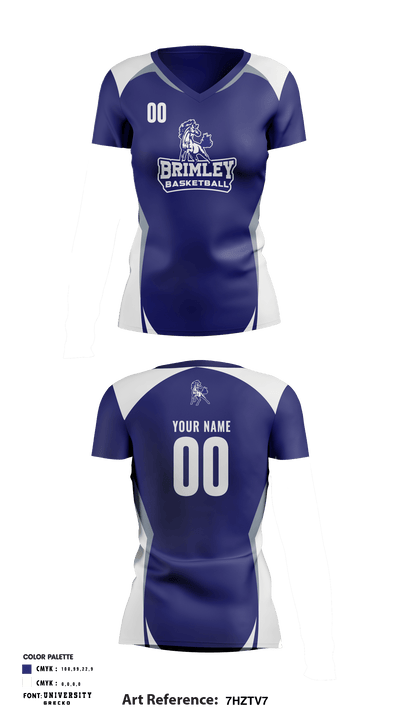 Brimley High School Basketball 92175666 Women's Short Sleeve V-neck Shirt - 1