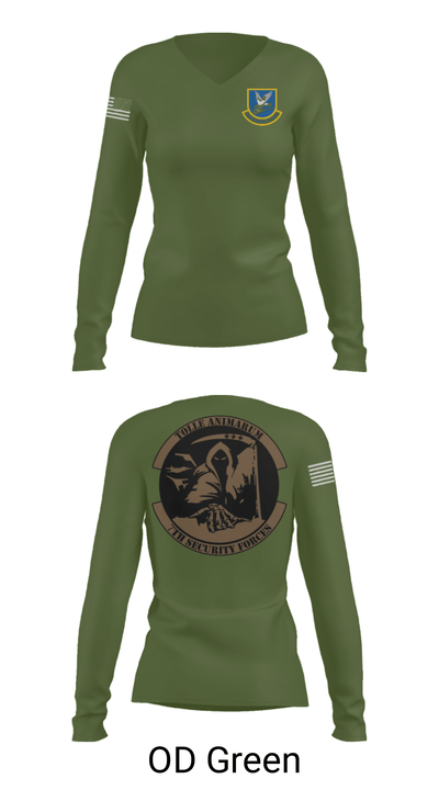 7th Security Forces 36998584 Women's Long Sleeve V-neck Shirt - 34