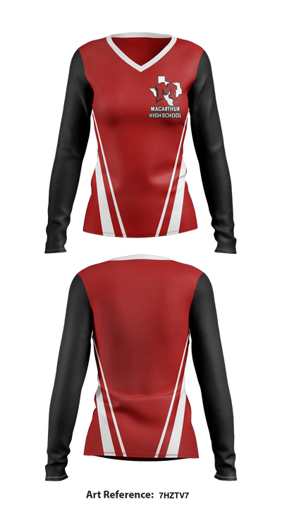 MacArthur High School 17065944 Women's Long Sleeve V-neck Shirt - 1