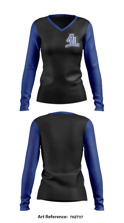 Aurora University Hockey 39533744 Women's Long Sleeve V-neck Shirt - 1