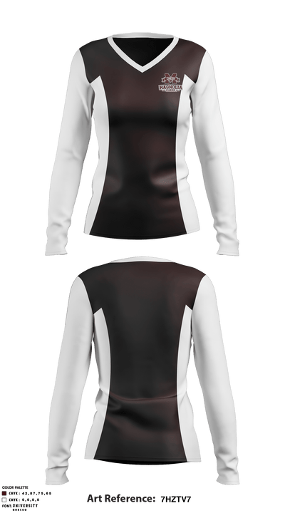 Magnolia High School Cheer 33058931 Women's Long Sleeve V-neck Shirt - 1