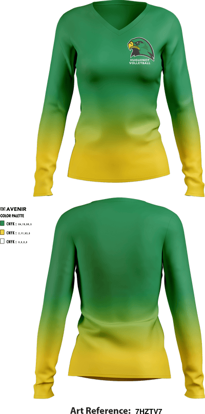 Huguenot High School Volleyball 72141443 Women's Long Sleeve V-neck Shirt - 1