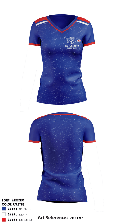 Hutchinson Community College Volleyball 47932057 Women's Short Sleeve V-neck Shirt - 1