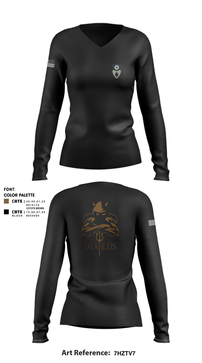 Diablos 76430974 Women's Long Sleeve V-neck Shirt - 2