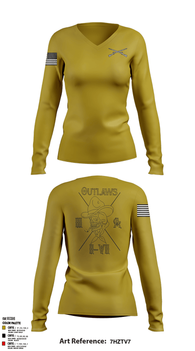 3rd Platoon Outlaws 57777310 Women's Long Sleeve V-neck Shirt - 1