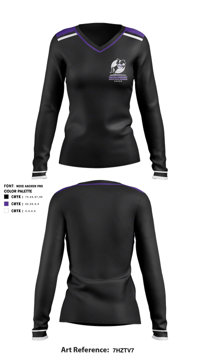 Monroe-Woodbury Middle School Crusaders Cheer 22485215 Women's Long Sleeve V-neck Shirt - 1