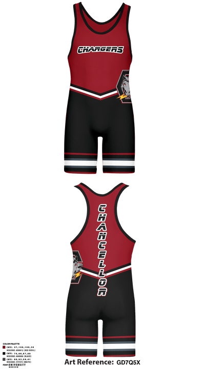 Chancellor Chargers 8081772 Wrestling Singlet - 4