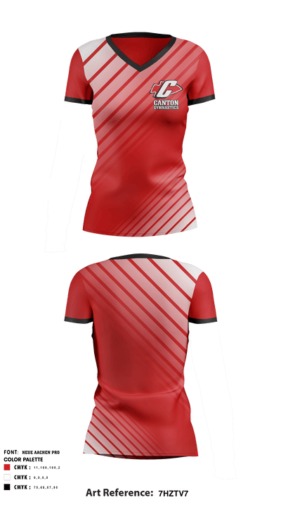 Canton Gymnastics 80446847 Women's Short Sleeve V-neck Shirt - 1