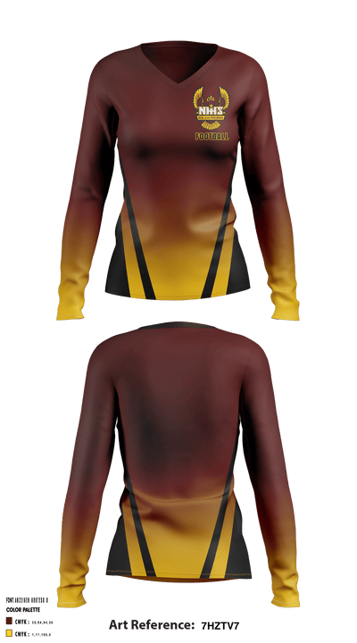 New Hampstead Football 7259461 Women's Long Sleeve V-neck Shirt - 1