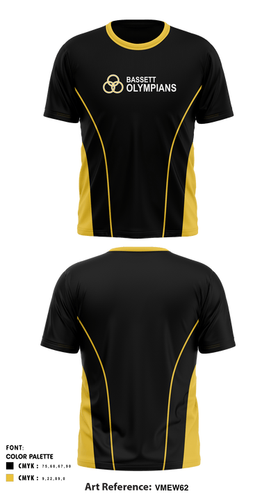 Bassett High School Cheer 22060003 Short Sleeve Performance Shirt - 1