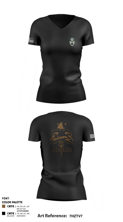 Diablos 76430974 Women's Short Sleeve V-neck Shirt - 2