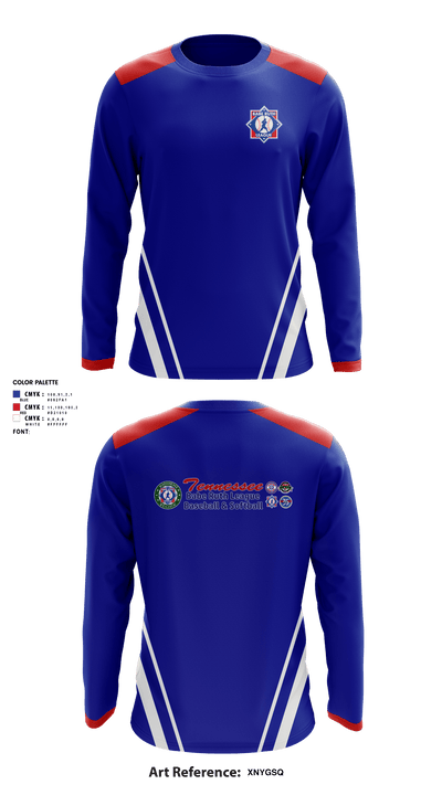 Tennessee State Babe Ruth League 69755727 Long Sleeve Performance Shirt - 1