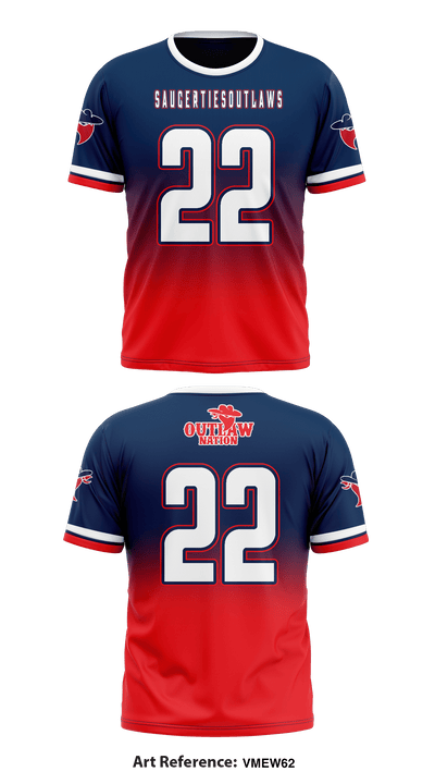 Saugerties Outlaws Youth Football 64678196 Short Sleeve Performance Shirt - 2