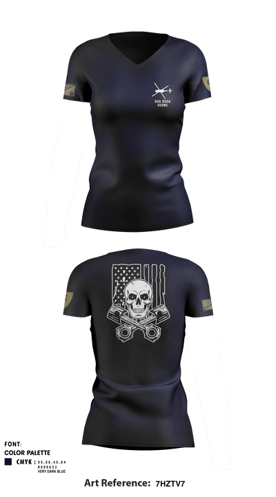 137th Echo Company 62214635 Women's Short Sleeve V-neck Shirt - 1