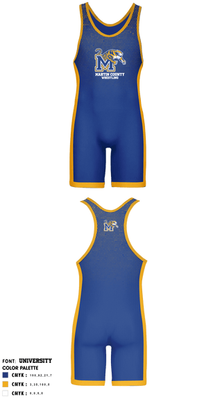Wrestling Singlet, Martin County High School Wrestling, Wrestling, Teamtime, Team time, sublimation, custom sports apparel, team uniforms, spirit wear, spiritwear, sports uniforms, custom shirts, team store, custom team store, fundraiser sports, apparel fundraiser