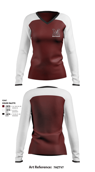Women's Long Sleeve Vneck Shirt, Mt. San Antonio College Softball, Softball, Teamtime, Team time, sublimation, custom sports apparel, team uniforms, spirit wear, spiritwear, sports uniforms, custom shirts, team store, custom team store, fundraiser sports, apparel fundraiser