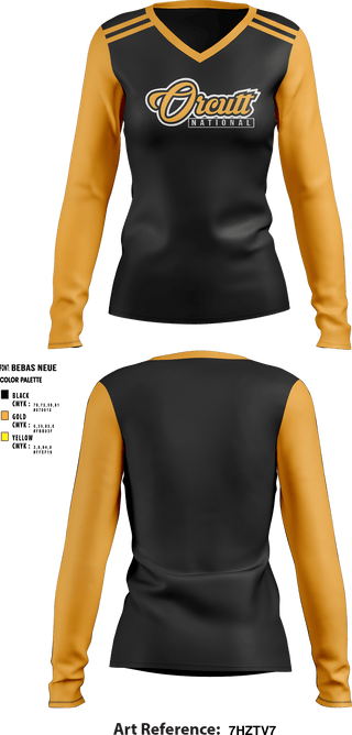 Women's Long Sleeve Vneck Shirt, Orcutt National Little League, Baseball, Teamtime, Team time, sublimation, custom sports apparel, team uniforms, spirit wear, spiritwear, sports uniforms, custom shirts, team store, custom team store, fundraiser sports, apparel fundraiser