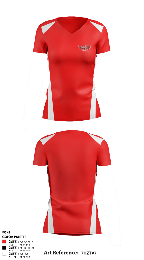 Women's Short Sleeve Vneck Shirt, Renton Redhawks, Tennis, Teamtime, Team time, sublimation, custom sports apparel, team uniforms, spirit wear, spiritwear, sports uniforms, custom shirts, team store, custom team store, fundraiser sports, apparel fundraiser