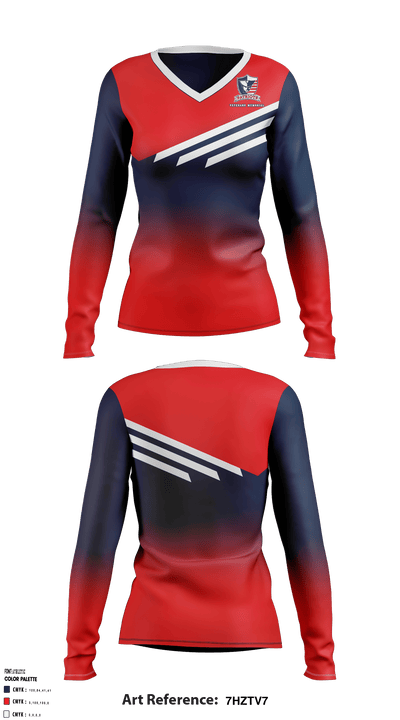 Veterans Memorial High School 24810577 Women's Long Sleeve V-neck Shirt - 1
