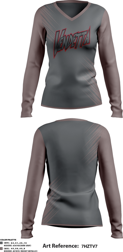 Vendetta Brimhall 17665496 Women's Long Sleeve V-neck Shirt - 2