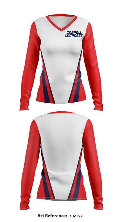 Carroll lacrosse 39368929 Women's Long Sleeve V-neck Shirt - 1