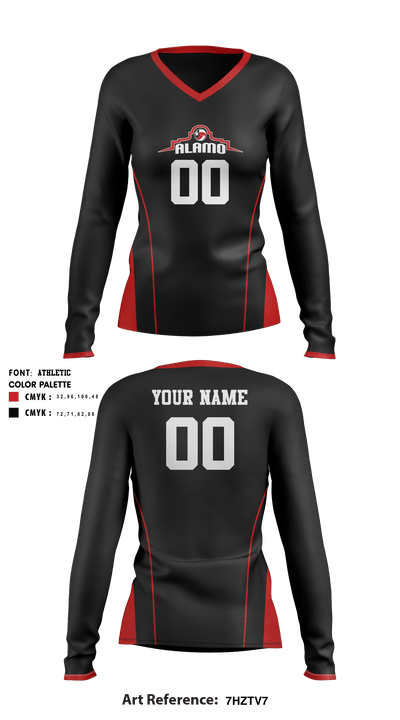 Alamo Volleyball Association 54922653 Women's Long Sleeve V-neck Shirt - 1